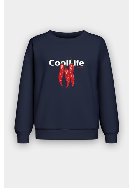 Kadın Içi Şardonlu Baskılı Oversize Sweatshirt