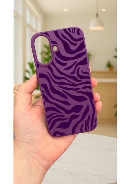 iPhone 16 -Zebra Desenli Silikon Darbe Emici Klasik Korumalı Rubber Kılıf