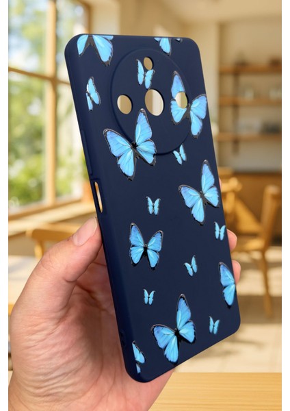 Realme 11 Pro Uyumlu Mavi Kelebek Desenli Silikon Darbe Emici Klasik Korumalı Rubber Kılıf modelleri