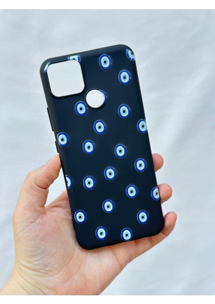 Realme C25 -Nazar Boncuk Desenli Silikon Darbe Emici Klasik Korumalı Rubber Kılıf