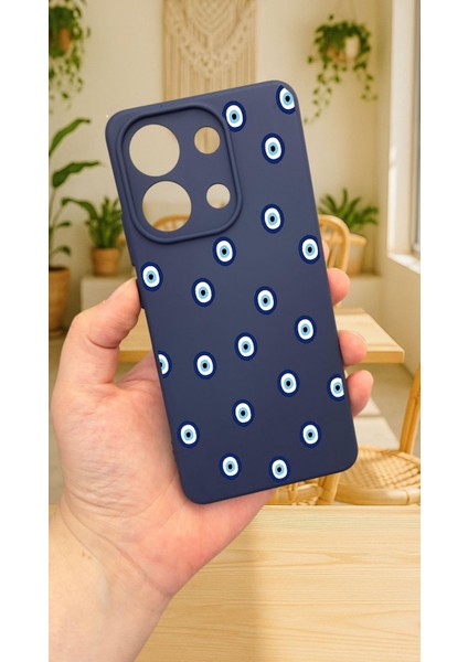 Redmi Note 13 4g Nazar Boncuk Desenli Uyumlu Silikon Darbe Emici Klasik Korumalı Rubber Kılıf