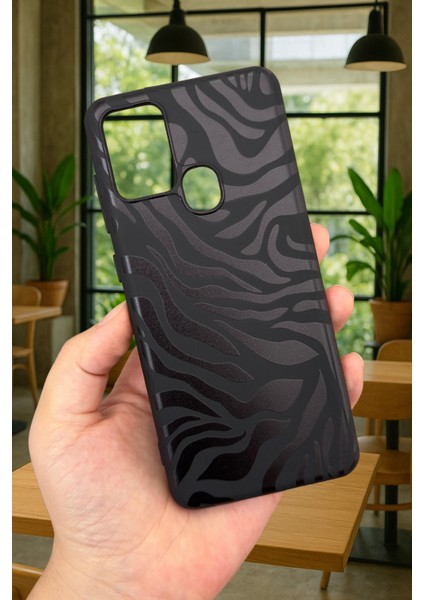 Samsung Galaxy A21S Uyumlu Zebra Desenli Silikon Darbe Emici Klasik Korumalı Rubber Kılıf