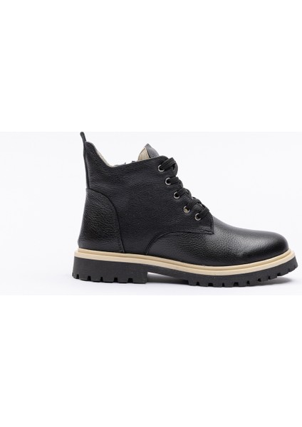 Kadın Bağcıklı Siyah Deri Bot fiyatları