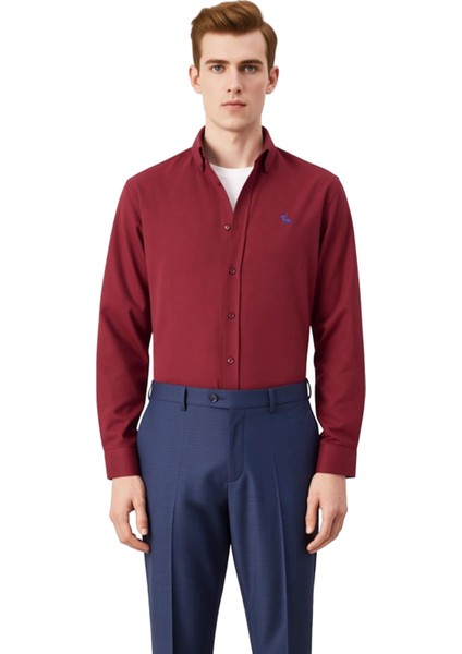 Erkek Oxford Kumaş Nakışlı Gömlek Fonksiyonel Dayanıklı Kaliteli Konforlu Estetik Premium Şık