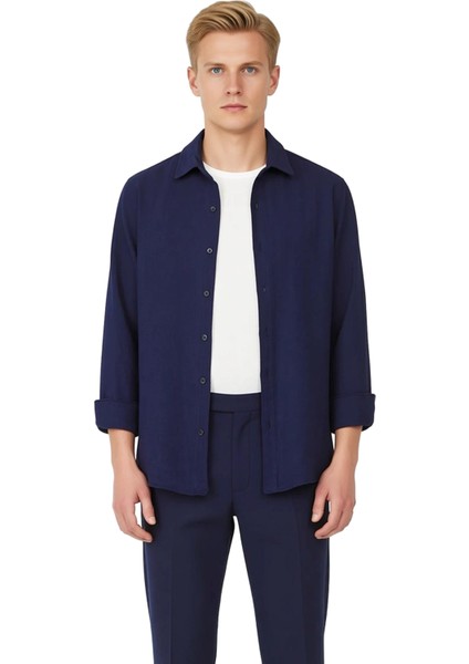 Erkek Müslin Gömlek Regular Fit Dokulu Fonksiyonel Dayanıklı Kaliteli Konforlu Estetik Şık