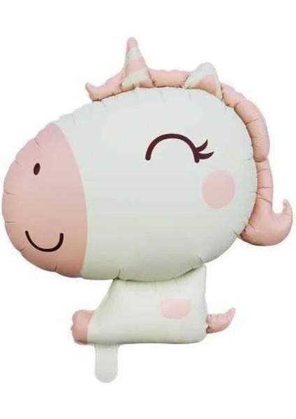 Beyaz Sevimli Unicorn Figür Parti Balonu