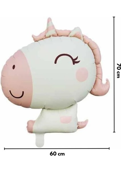 Beyaz Sevimli Unicorn Figür Parti Balonu modelleri