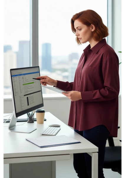 Kadın Uzun Kollu Rahat Kesim Dokuma Gömlek Günlük Şıklık ve Konforlu Kullanım Sunan Bir Parça modelleri