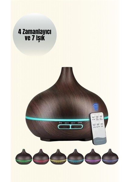 Sessiz Çalışan Aromaterapi Difüzörü – 4 Zaman Ayarlı 7 Renkli Işık Seçen - M058R664-K37 indirimleri