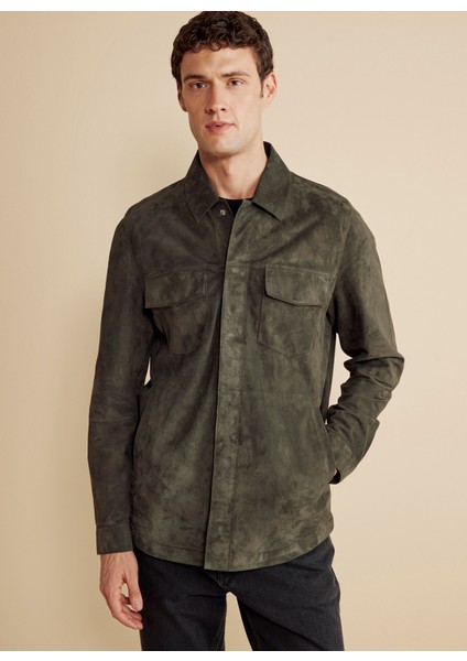 Standart Klasik Yaka Haki Erkek Gömlek BBFW25MLS001 fiyatları