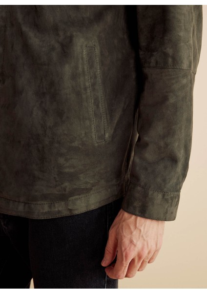 Standart Klasik Yaka Haki Erkek Gömlek BBFW25MLS001