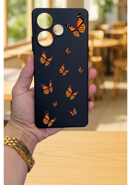 Infinix Hot 30 - Turuncu Kelebek Desenli Silikon Darbe Emici Klasik Korumalı Rubber Kılıf fiyatları