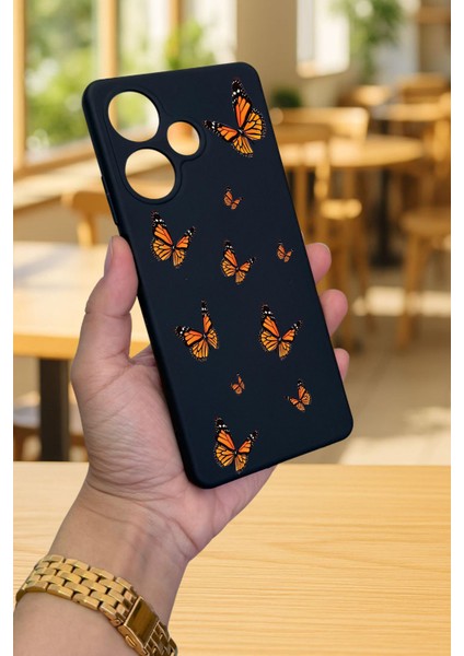 Infinix Hot 30 - Turuncu Kelebek Desenli Silikon Darbe Emici Klasik Korumalı Rubber Kılıf modelleri