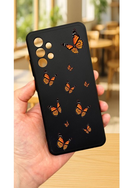 Samsung Galaxy A32 -Kelebek Desenli Silikon Darbe Emici Klasik Korumalı Rubber Kılıf