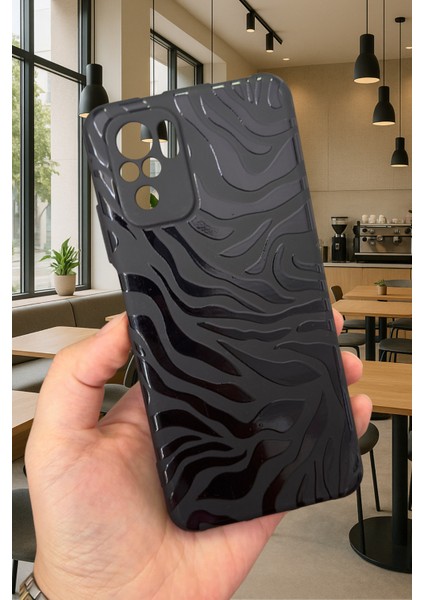 Xiaomi Redmi Note 10/10S Uyumlu Zebra Desenli Silikon Darbe Emici Klasik Korumalı Rubber Kılıf