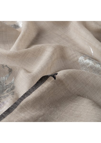 Varak Yaprak Desenli Yün Ipek Şal