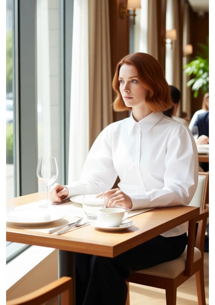 Kadın Çizgili Balon Kol Asimetrik Kesim Dokuma Gömlek Modern Görünümlerin Vazgeçilmezi Şık fiyatları
