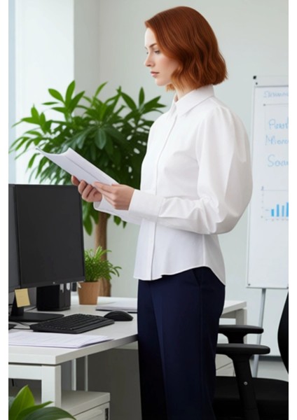 Kadın Çizgili Balon Kol Asimetrik Kesim Dokuma Gömlek Modern Görünümlerin Vazgeçilmezi Şık modelleri