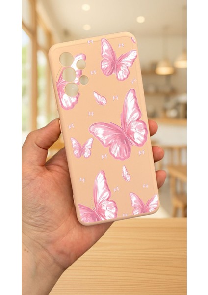 Samsung Galaxy A32 -Kelebek Desenli Silikon Darbe Emici Klasik Korumalı Rubber Kılıf