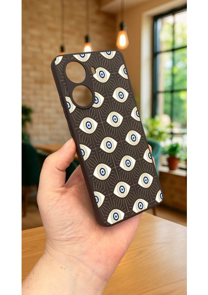 Xiaomi Poco X7 Pro Evıl Eye Desenli Silikon Darbe Emici Klasik Korumalı Rubber Kılıf modelleri