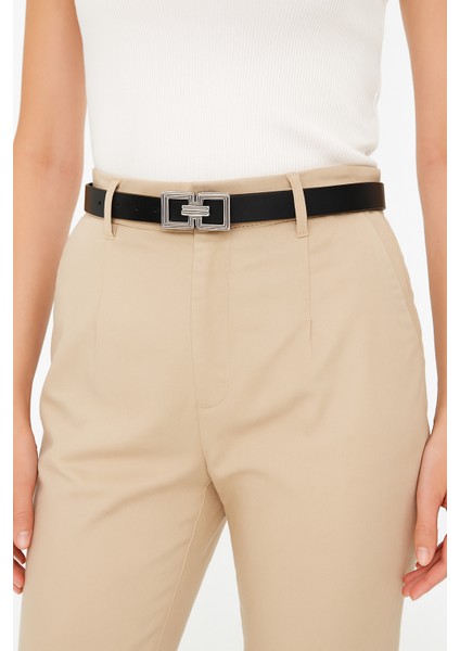 Kadın Siyah Ince Suni Deri Kemer – Kare Tokalı Zarif ve Şık Model- Elbise Kemeri, Pantolon Kemeri fiyatları