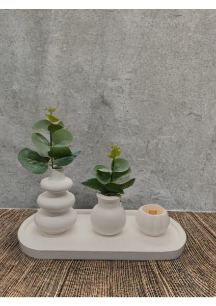 C38 Dekoratif Vazo 2li ve Mumluk