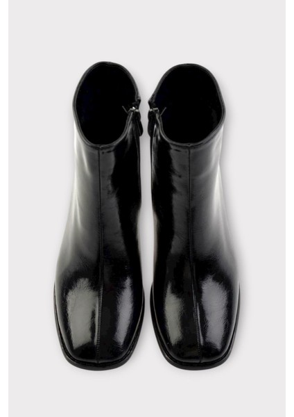 Kalın Topuklu Fermuarlı Kadın Bot Siyah - Siyah fırsatları