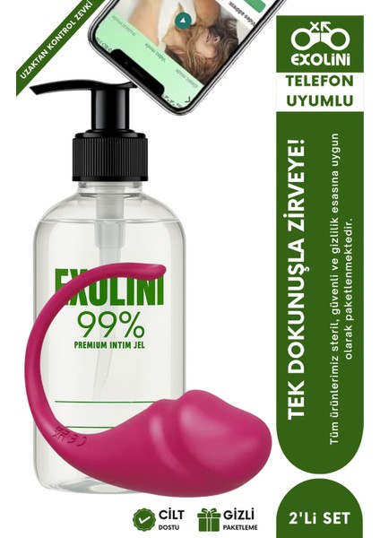 Natural Jel 250 ml + Akıllı Telefon Kontrollü 9 Modlu Giyilebilir Vibratör – Premium 2’li Set