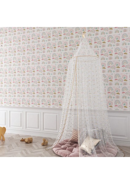 Çocuk Odası Gökkuşağı Tek Parça Duvar Kağıdı -Isı ve Ses Yalıtımı Yırtılmaz