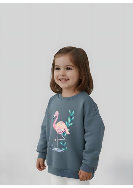 Kız Çocuk Flamingo Baskılı Sweatshirt modelleri