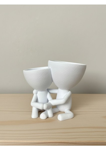 3D Sarılan Insan Figürlü Çift Saksı - Minimal Dekoratif Sukulent Saksısı fiyatları