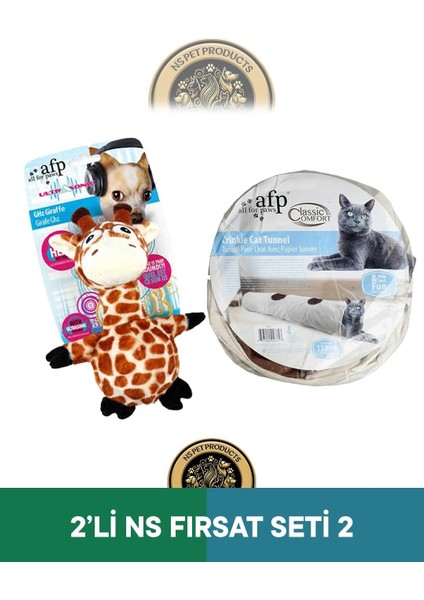 Classic Comfort Kedi Tüneli Beyaz-Ultrasonik Zürafa Oyuncak 2'li Set
