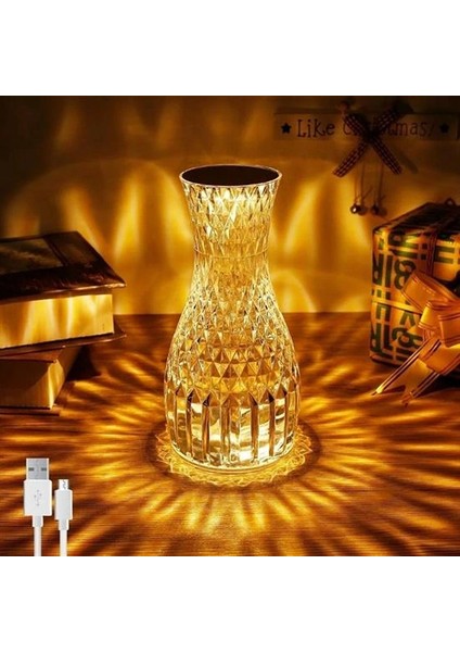 Sürahi Model USB Şarjlı Kumandalı 16 Farklı Işık Modlu Masa Üstü Kristal Akrilik Lamba LED (4887) modelleri