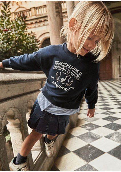 Lacivert Kız Çocuk Kot Etek 4901