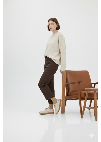 Kadın Hakiki Deri Ortopedik Lastik Bağcıklı Yumuşak Mevsinlik Günlük Ayakkabı BD25/MA2610