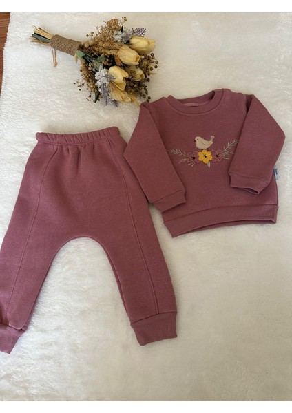 Tuembaby %100 Pamuk 3 Iplik Kuşlu Çiçekli Kız Bebek Alt-Üst Takım fiyatları