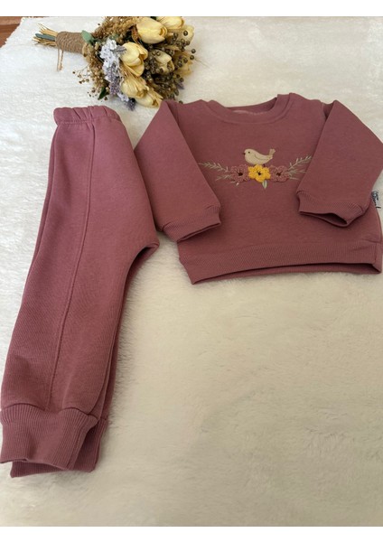 Tuembaby %100 Pamuk 3 Iplik Kuşlu Çiçekli Kız Bebek Alt-Üst Takım modelleri