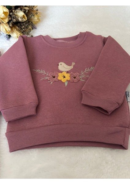 Tuembaby %100 Pamuk 3 Iplik Kuşlu Çiçekli Kız Bebek Alt-Üst Takım indirimleri