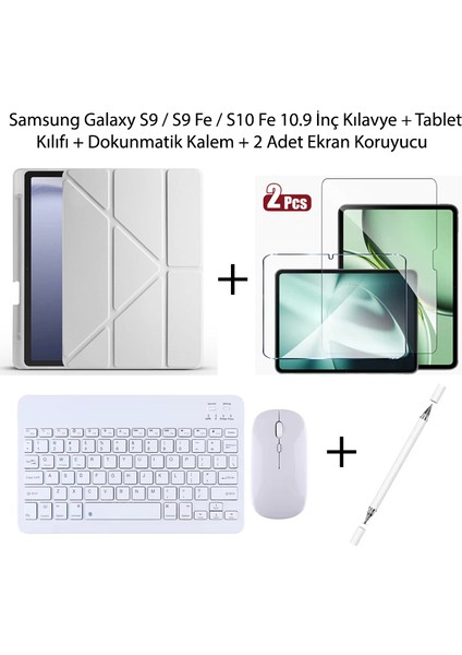 Yesnıce Samsung Galaxy S10 Fe / S9 Fe / S9 10.9 Inç Uyumlu Standlı Kılıf ve Dokunmatik Kalem ve Klavye ve Mouse
