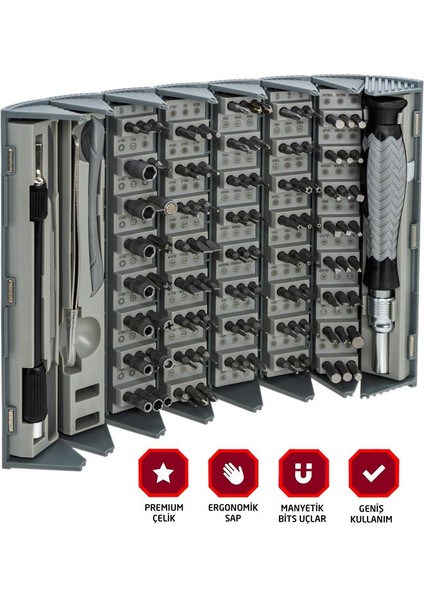 0307 Bits Uçlu Hassas Tornavida Seti 126 Parça