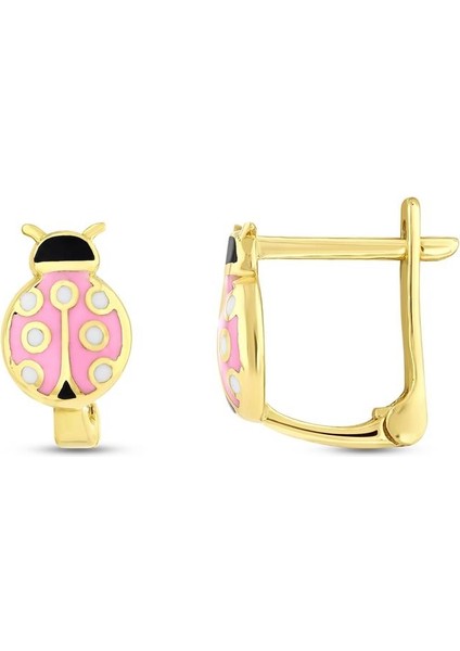 Uğur Böceği Figürlü Altın Çocuk Küpe - 14K