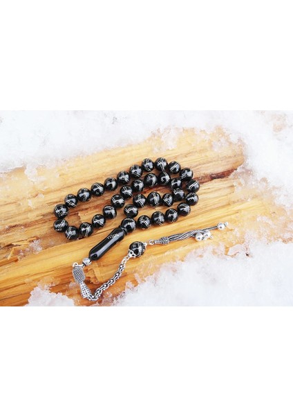 Oltu Taşı Küre Model Çift Zikzak Dörtlü Işlemeli Tespih fiyatları