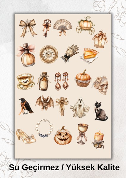 Vintage Cadılar Bayramı Temalı Sticker Ajanda Bullet Journal YRM033
