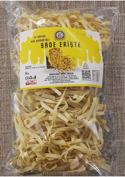 500 gr Ev Yapımı Tagliatelle Kesim Sade Erişte