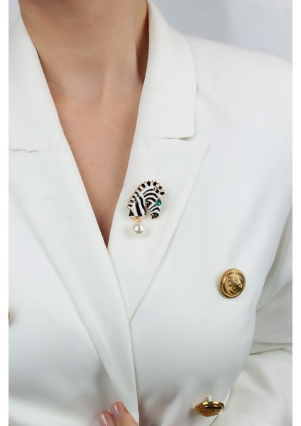 Inci Sallantılı Zebra Broş