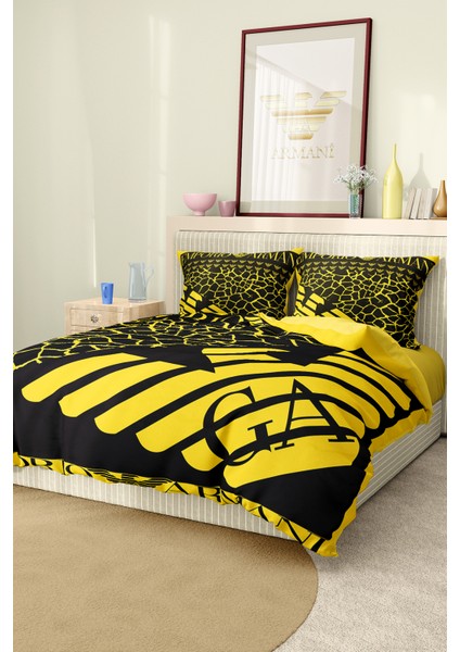 Nevresim Takımı Çift Kişilik Pamuklu Saten Kumaş 6 Parça 3D Dijital Baskı Duvet Cover Set Model No: indirimleri