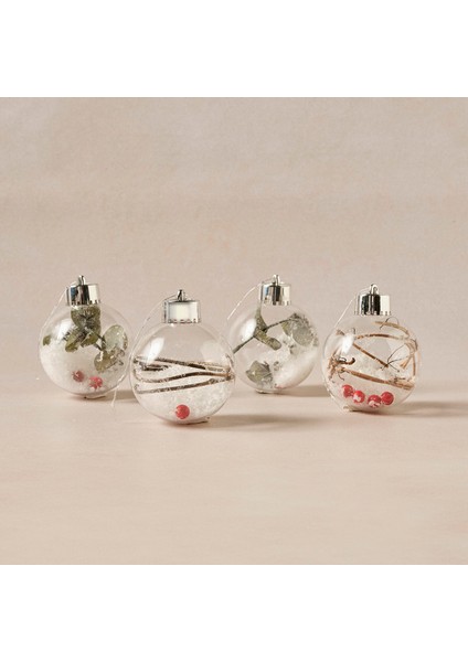 New Year Yılbaşı Flower 4lü Set Top Ağaç Süsü 8 cm