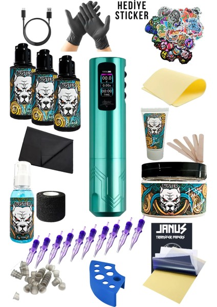 Urban V2 Blue Kablosuz OLED Ekran Dövme Makinesi Seti - Hafif Kasa Dövme Makinesi Seti