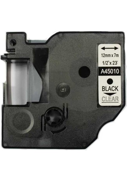 45010 Muadil Şeffaf-Siyah D1 Yedek Şerit 12MM x 7m