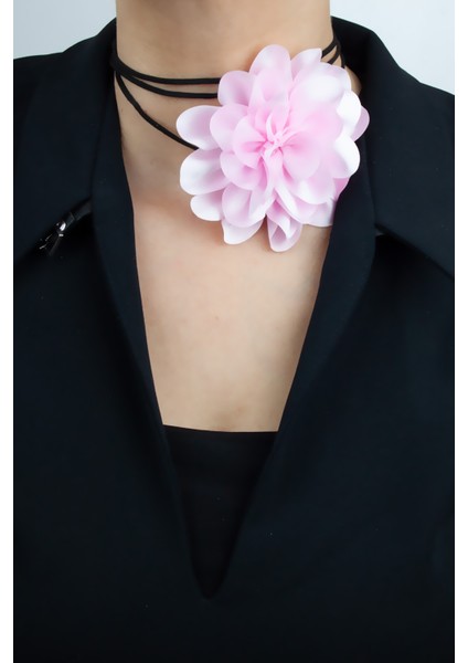 Bağcıklı Kumaş Çiçek Choker Gül Kolye fiyatları